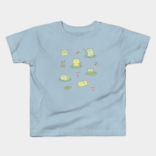 Cute Pond Frogs and Dragonflies Collection Kids T-Shirt